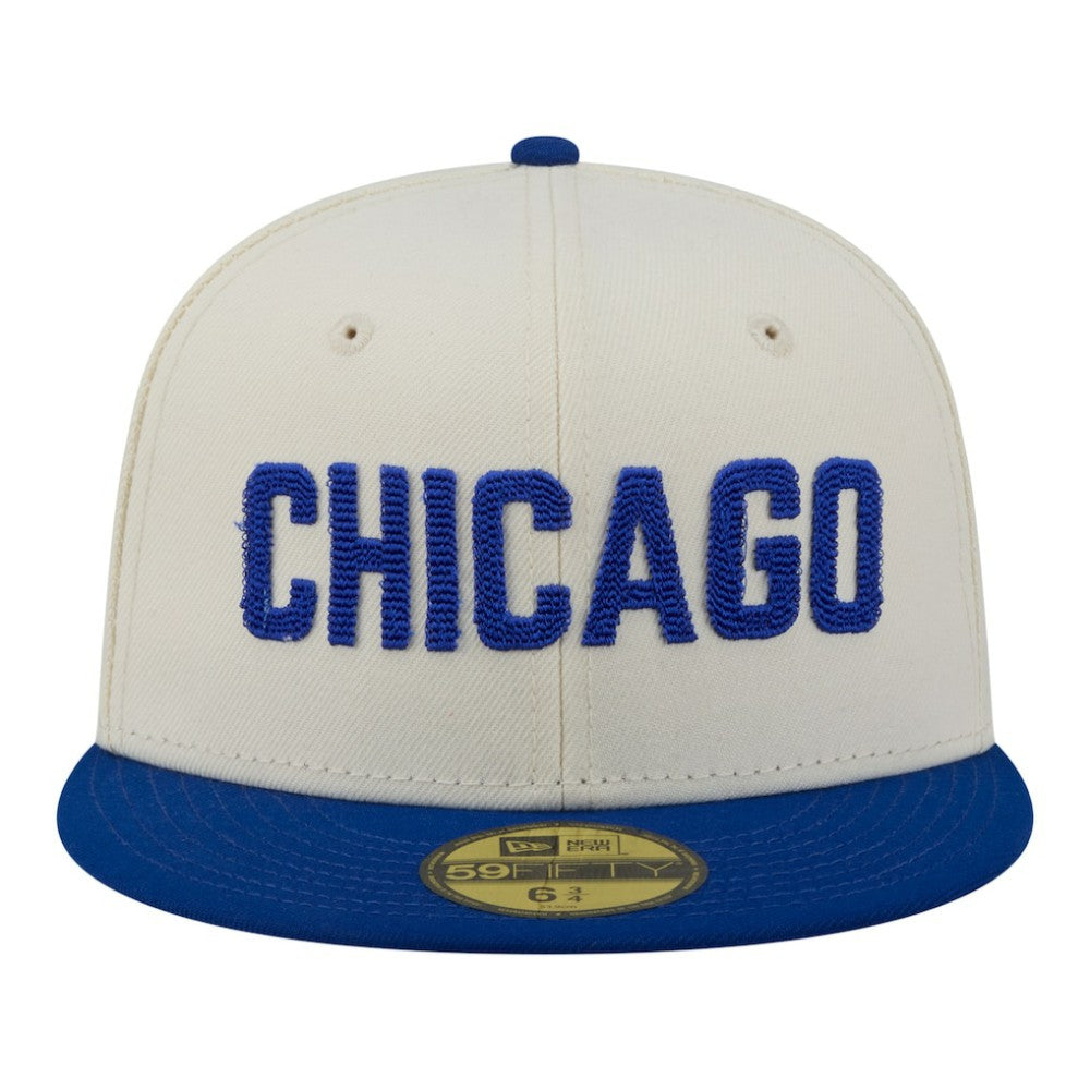Chicago Cubs New Era Two-Tone Stitch 59FIFTY Fitted Hat - Cream - New Era Online