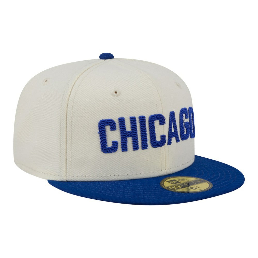 Chicago Cubs New Era Two-Tone Stitch 59FIFTY Fitted Hat - Cream - New Era Online