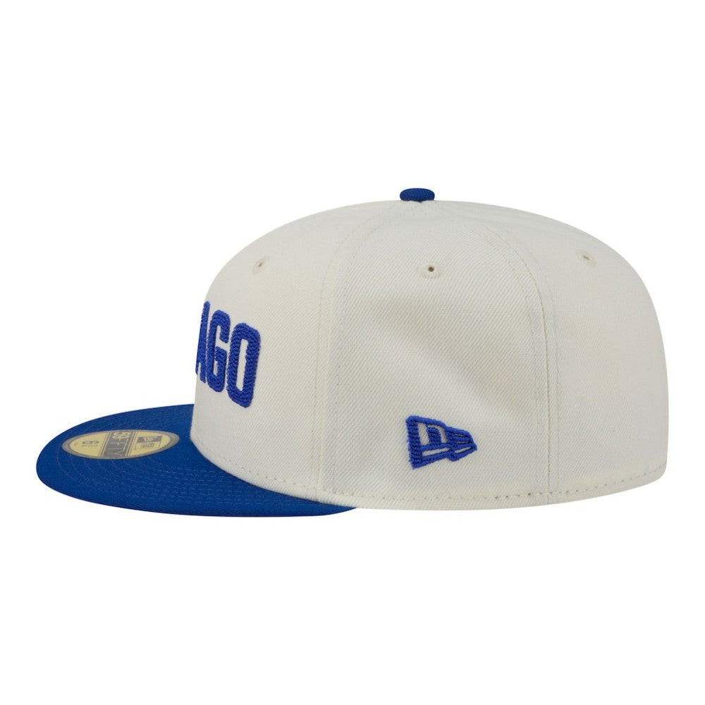 Chicago Cubs New Era Two-Tone Stitch 59FIFTY Fitted Hat - Cream - New Era Online