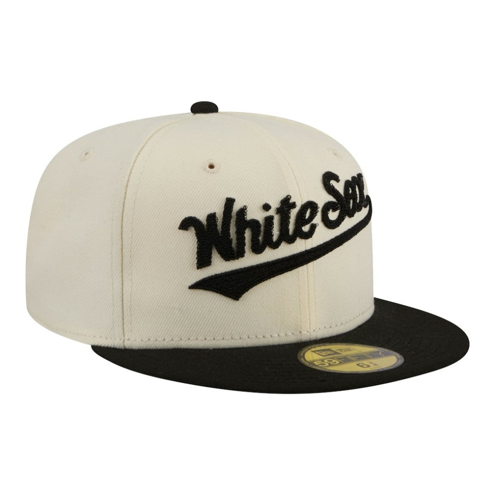 Chicago White Sox New Era Two-Tone Stitch 59FIFTY Fitted Hat - Cream - New Era Online