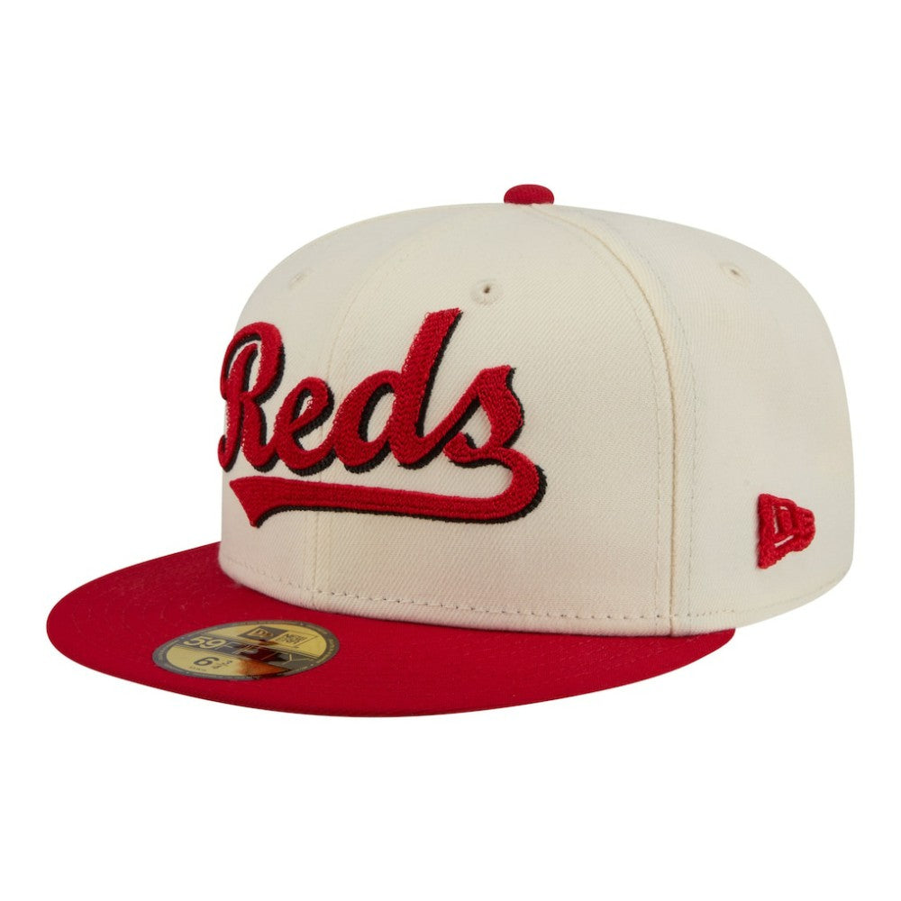 Cincinnati Reds New Era Two-Tone Stitch 59FIFTY Fitted Hat - Cream - New Era Online