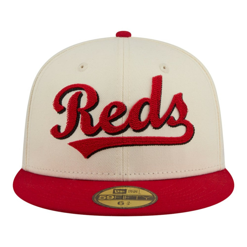 Cincinnati Reds New Era Two-Tone Stitch 59FIFTY Fitted Hat - Cream - New Era Online