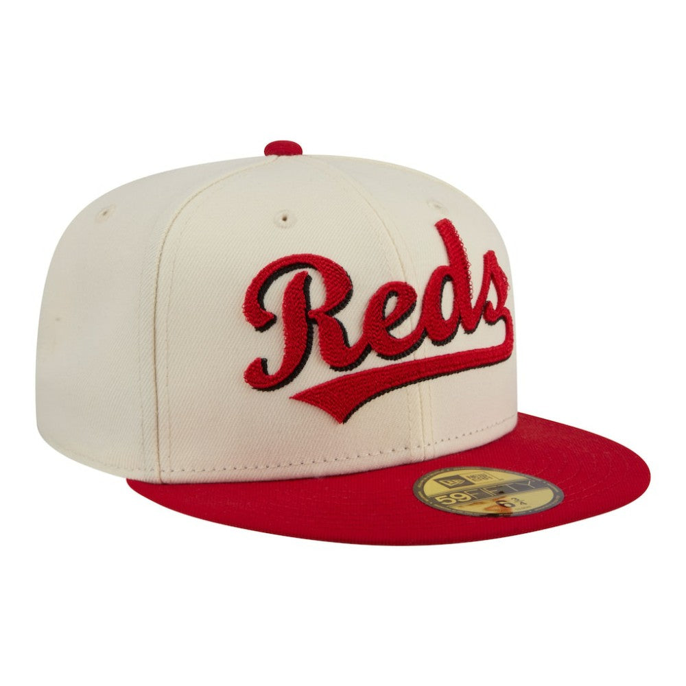 Cincinnati Reds New Era Two-Tone Stitch 59FIFTY Fitted Hat - Cream - New Era Online