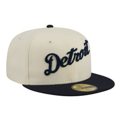 Detroit Tigers New Era Two-Tone Stitch 59FIFTY Fitted Hat - Cream - New Era Discount