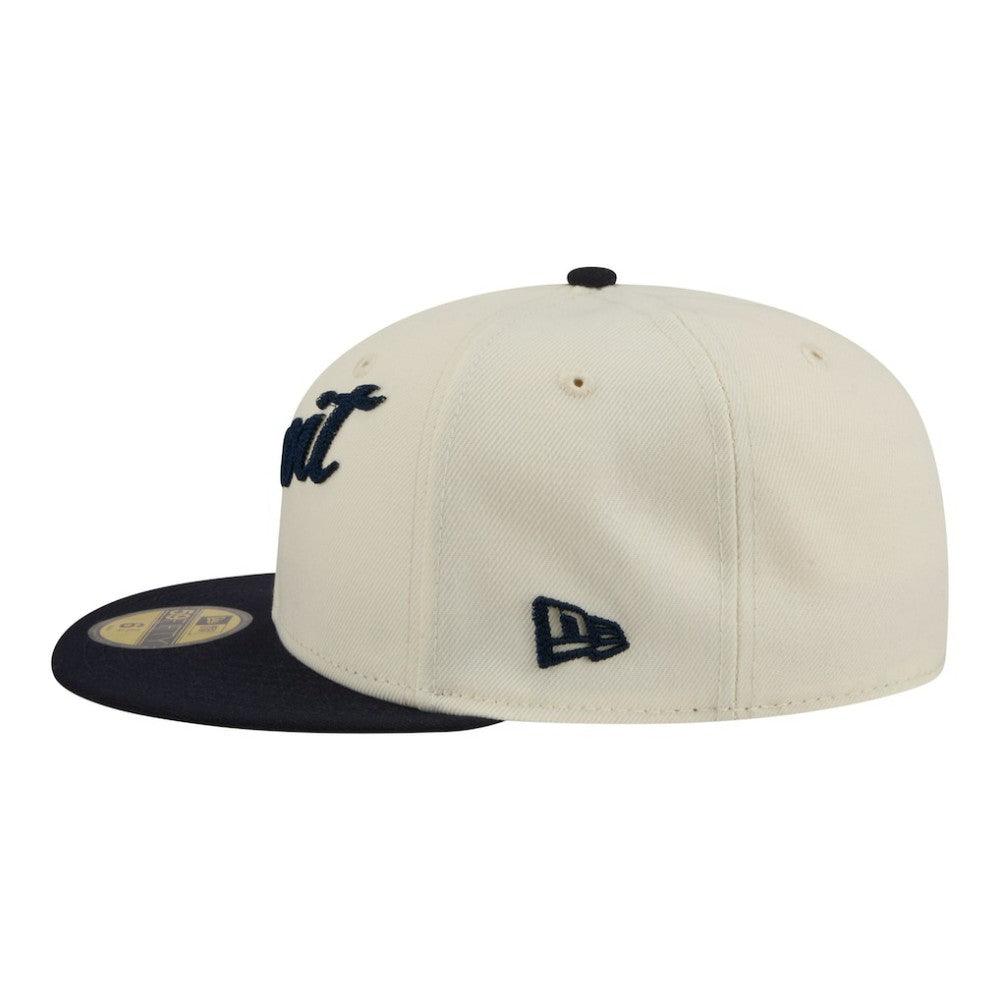 Detroit Tigers New Era Two-Tone Stitch 59FIFTY Fitted Hat - Cream - New Era Discount