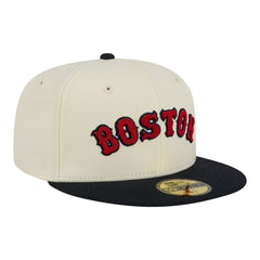 Boston Red Sox New Era Two-Tone Stitch 59FIFTY Fitted Hat - Cream - New Era on Sale