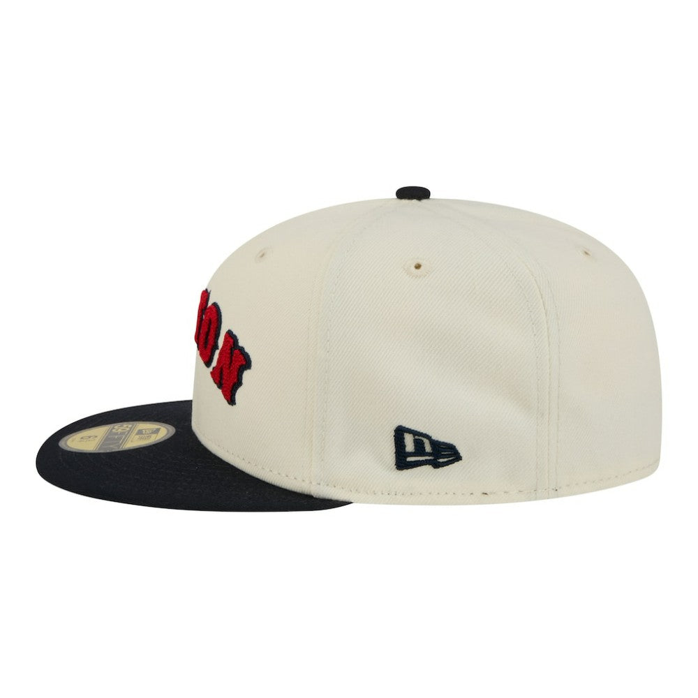 Boston Red Sox New Era Two-Tone Stitch 59FIFTY Fitted Hat - Cream - New Era on Sale