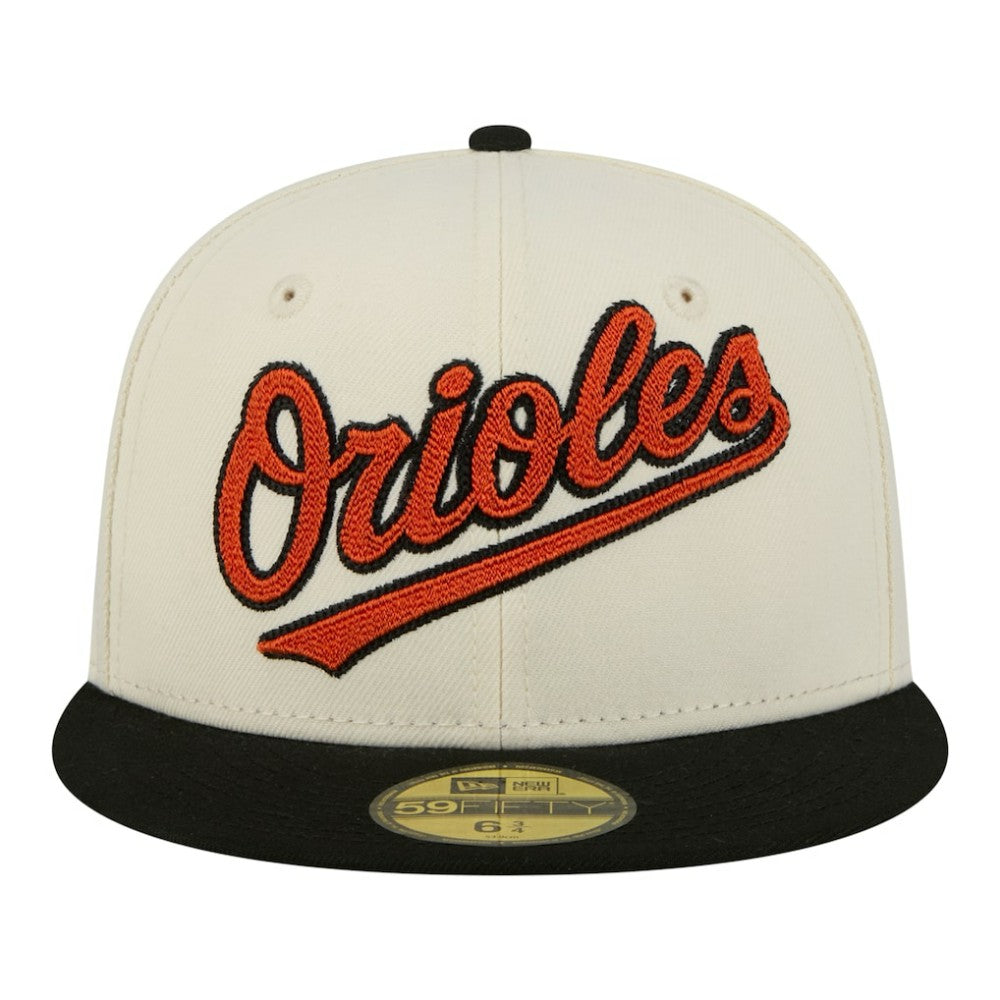 Baltimore Orioles New Era Two-Tone Stitch 59FIFTY Fitted Hat - Cream - New Era on Sale