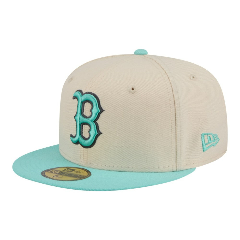 Boston Red Sox New Era Two-Tone Color Pack 59FIFTY Fitted Hat - Light Beige/Turquoise - New Era Sale