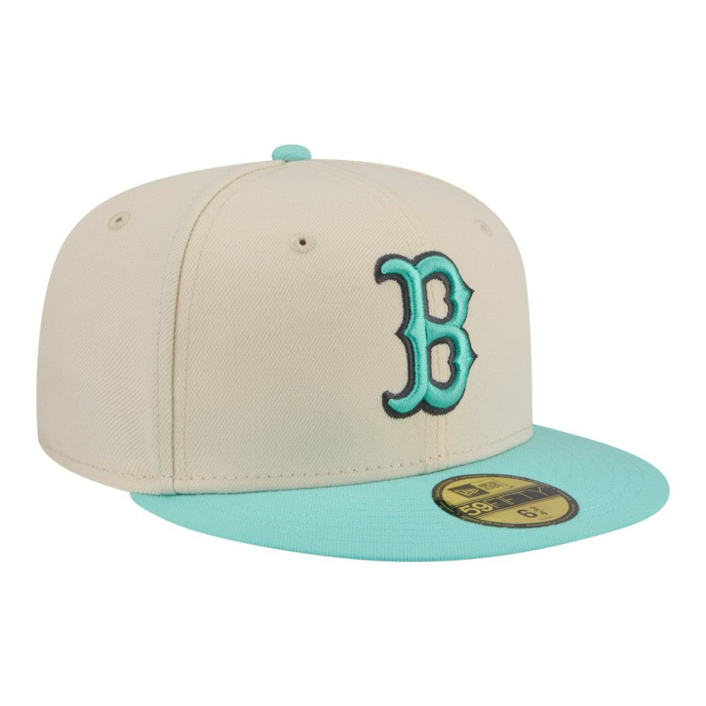 Boston Red Sox New Era Two-Tone Color Pack 59FIFTY Fitted Hat - Light Beige/Turquoise - New Era Sale