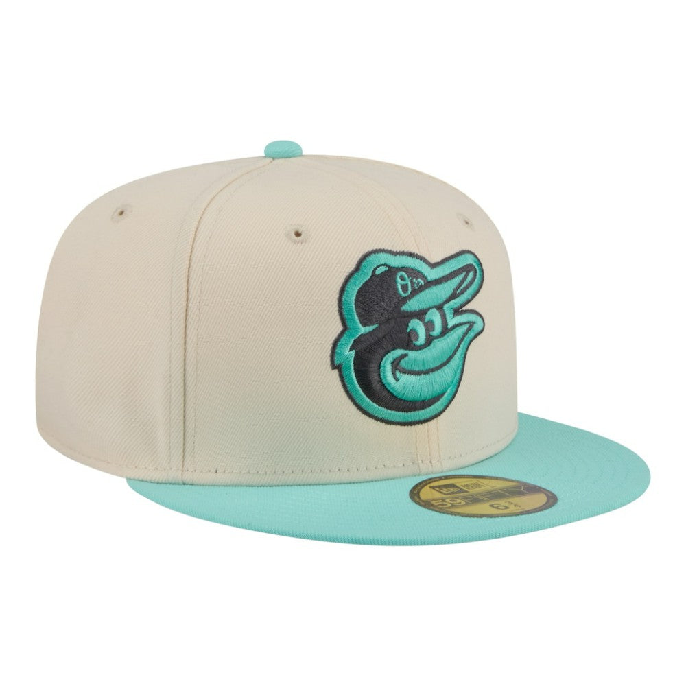 Baltimore Orioles New Era Two-Tone Color Pack 59FIFTY Fitted Hat - Light Beige/Turquoise - New Era Discount