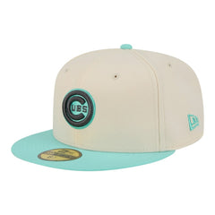 Chicago Cubs New Era Two-Tone Color Pack 59FIFTY Fitted Hat - Light Beige/Turquoise - New Era on Sale