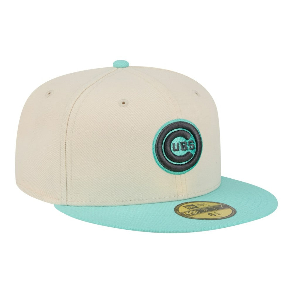 Chicago Cubs New Era Two-Tone Color Pack 59FIFTY Fitted Hat - Light Beige/Turquoise - New Era on Sale