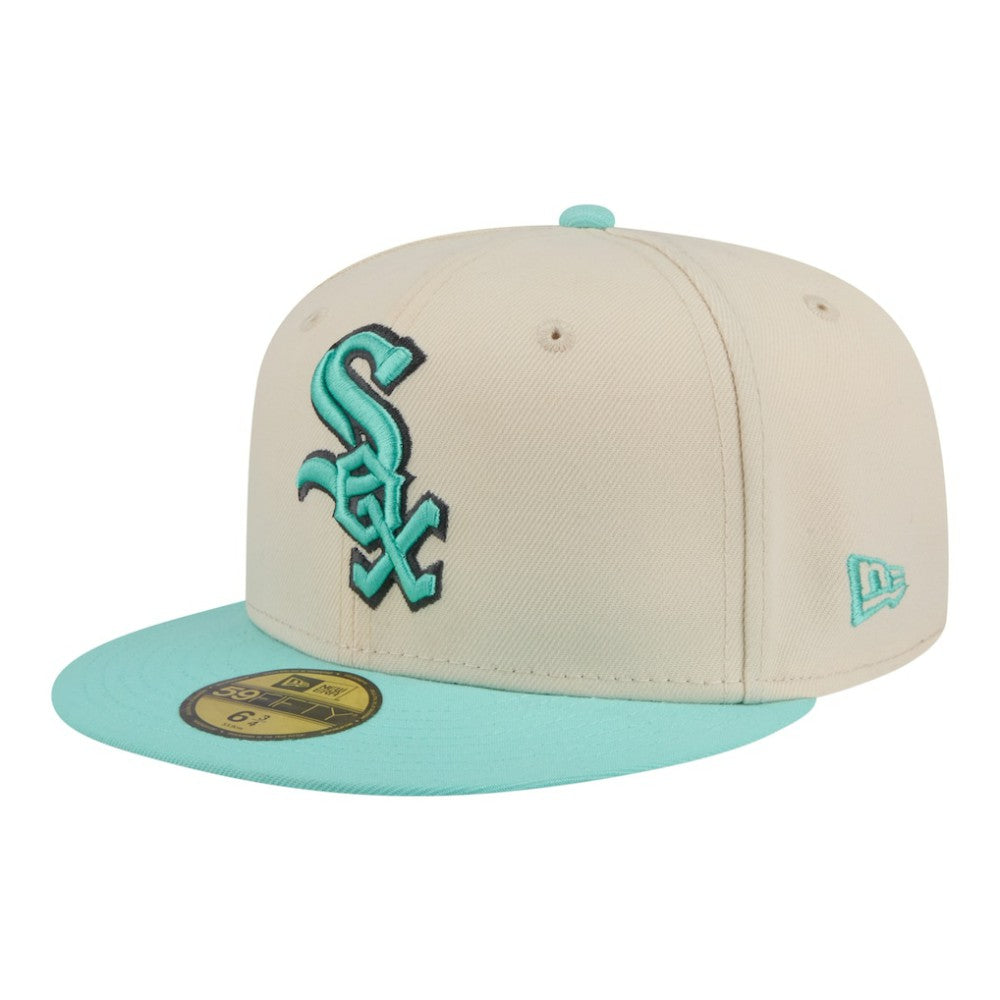 Chicago White Sox New Era Two-Tone Color Pack 59FIFTY Fitted Hat - Light Beige/Turquoise - New Era Discount