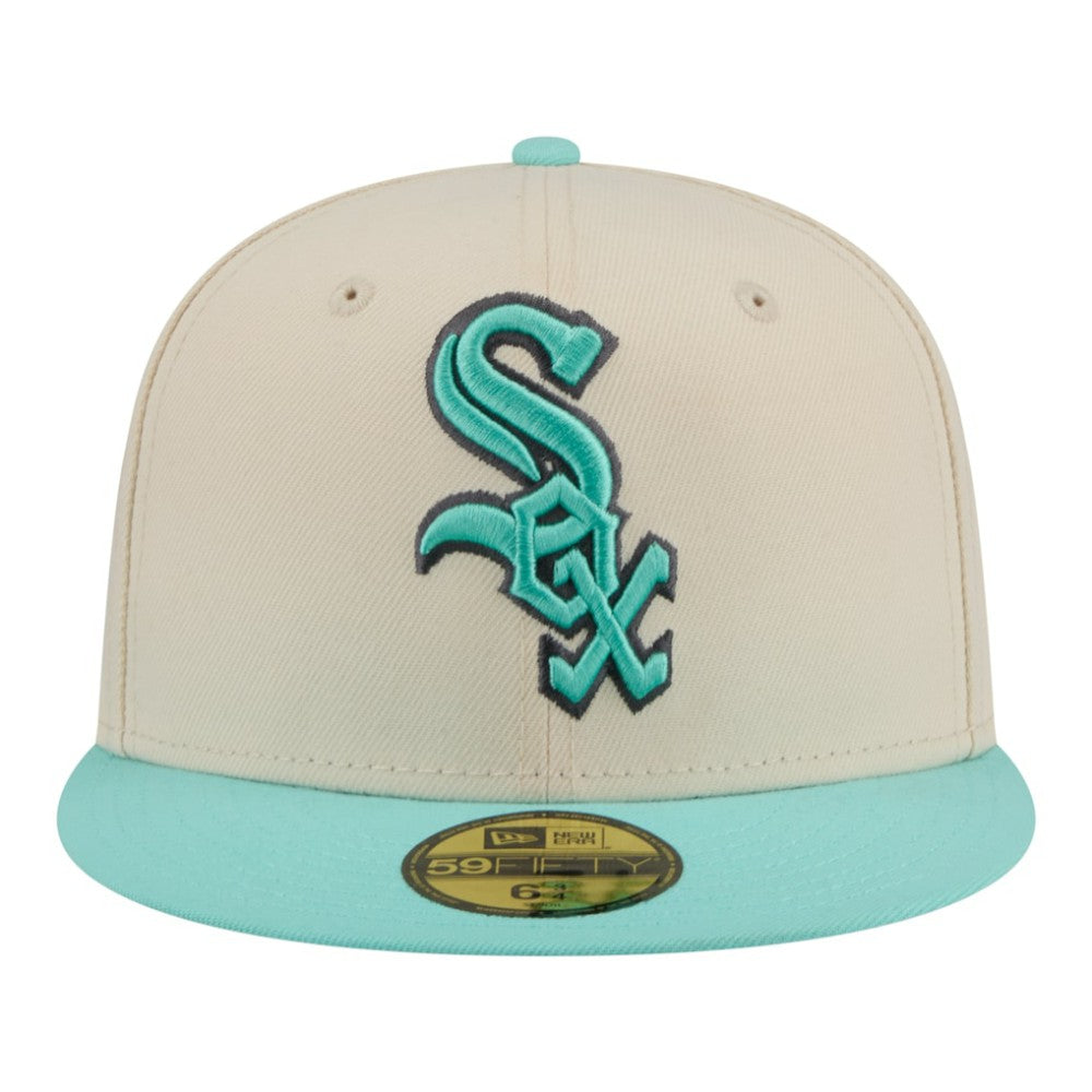 Chicago White Sox New Era Two-Tone Color Pack 59FIFTY Fitted Hat - Light Beige/Turquoise - New Era Discount