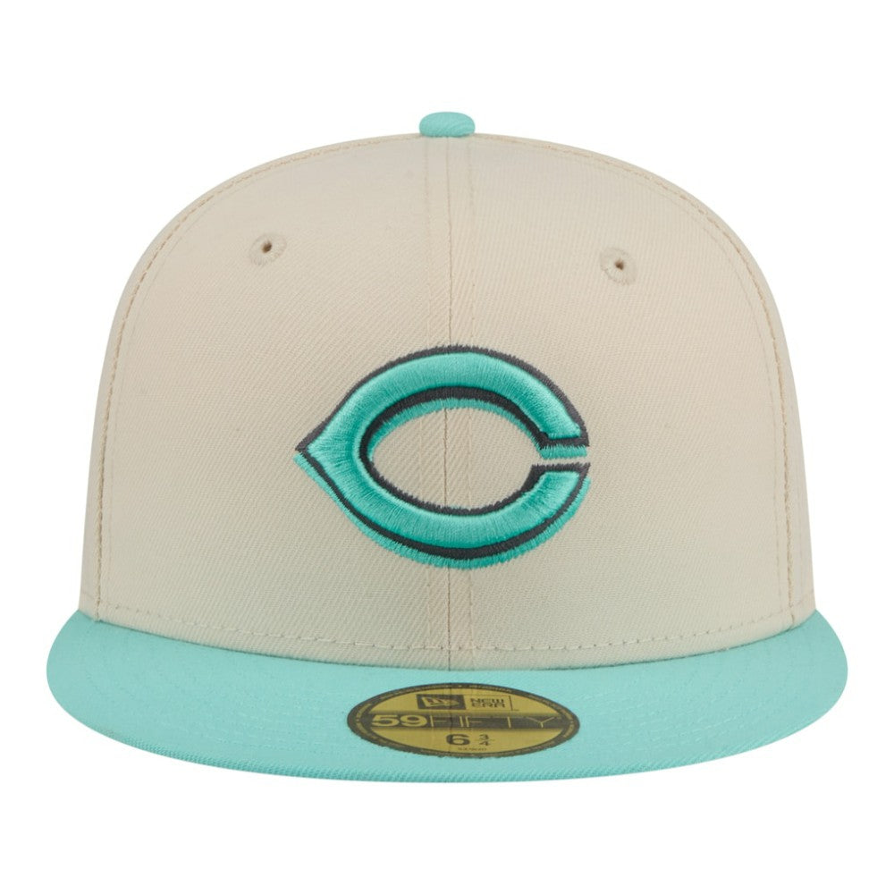 Cincinnati Reds New Era Two-Tone Color Pack 59FIFTY Fitted Hat - Light Beige/Turquoise - New Era Sale