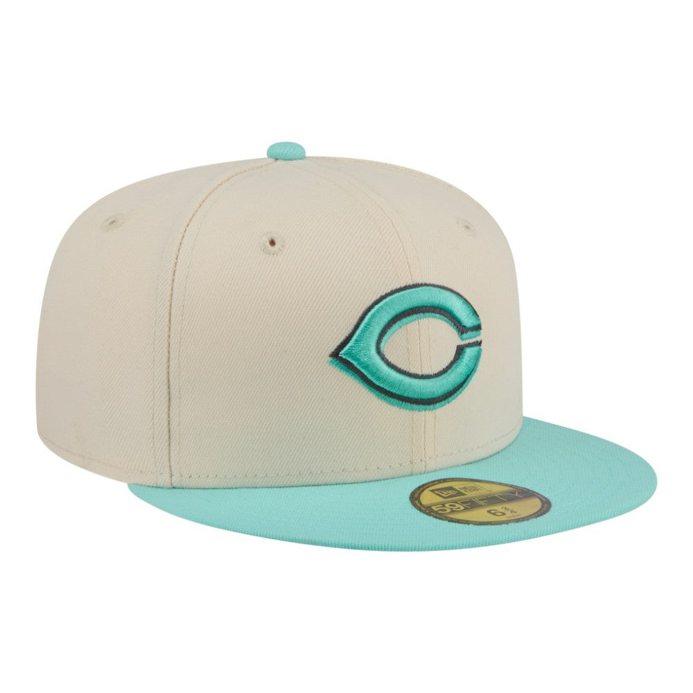 Cincinnati Reds New Era Two-Tone Color Pack 59FIFTY Fitted Hat - Light Beige/Turquoise - New Era Sale