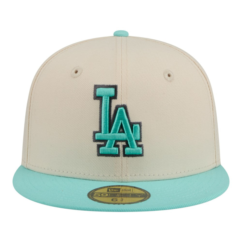 Los Angeles Dodgers New Era Two-Tone Color Pack 59FIFTY Fitted Hat - Light Beige/Turquoise - New Era Discount