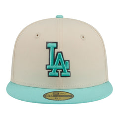 Los Angeles Dodgers New Era Two-Tone Color Pack 59FIFTY Fitted Hat - Light Beige/Turquoise - New Era Discount