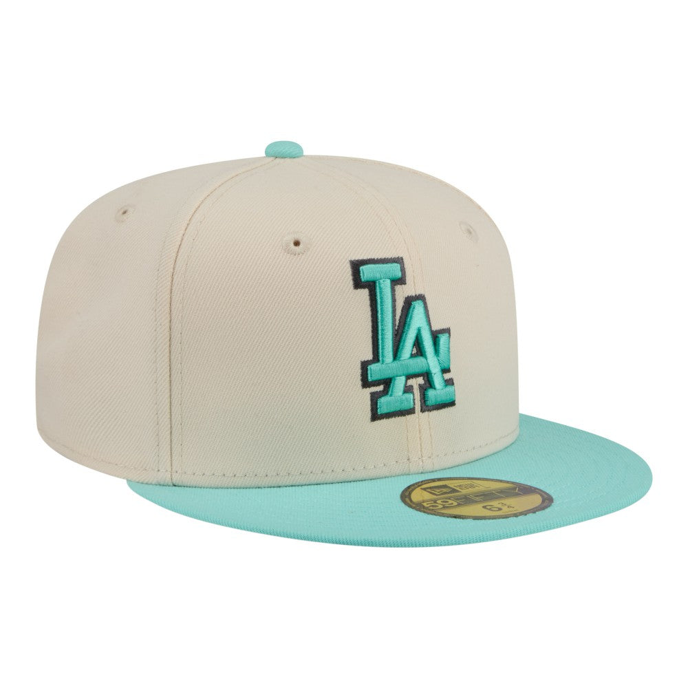 Los Angeles Dodgers New Era Two-Tone Color Pack 59FIFTY Fitted Hat - Light Beige/Turquoise - New Era Discount