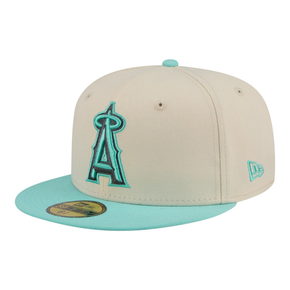 Los Angeles Angels New Era Two-Tone Color Pack 59FIFTY Fitted Hat - Light Beige/Turquoise - New Era Discount