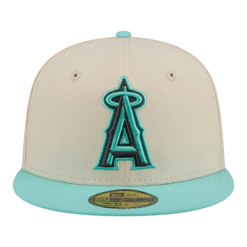 Los Angeles Angels New Era Two-Tone Color Pack 59FIFTY Fitted Hat - Light Beige/Turquoise - New Era Discount