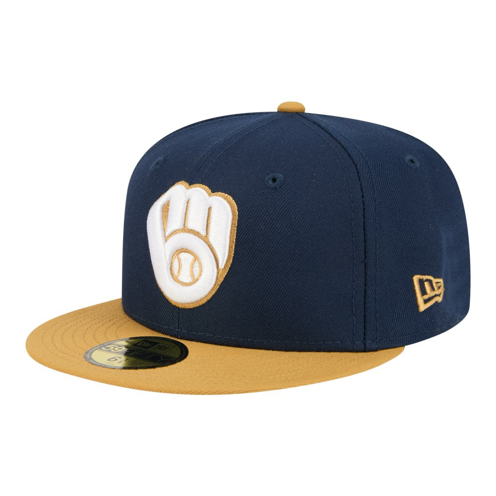 Milwaukee Brewers New Era Two-Tone Color Pack 59FIFTY Fitted Hat - Navy/Khaki - New Era Sale