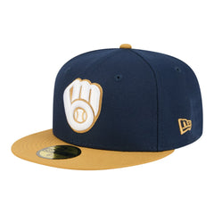 Milwaukee Brewers New Era Two-Tone Color Pack 59FIFTY Fitted Hat - Navy/Khaki - New Era Sale