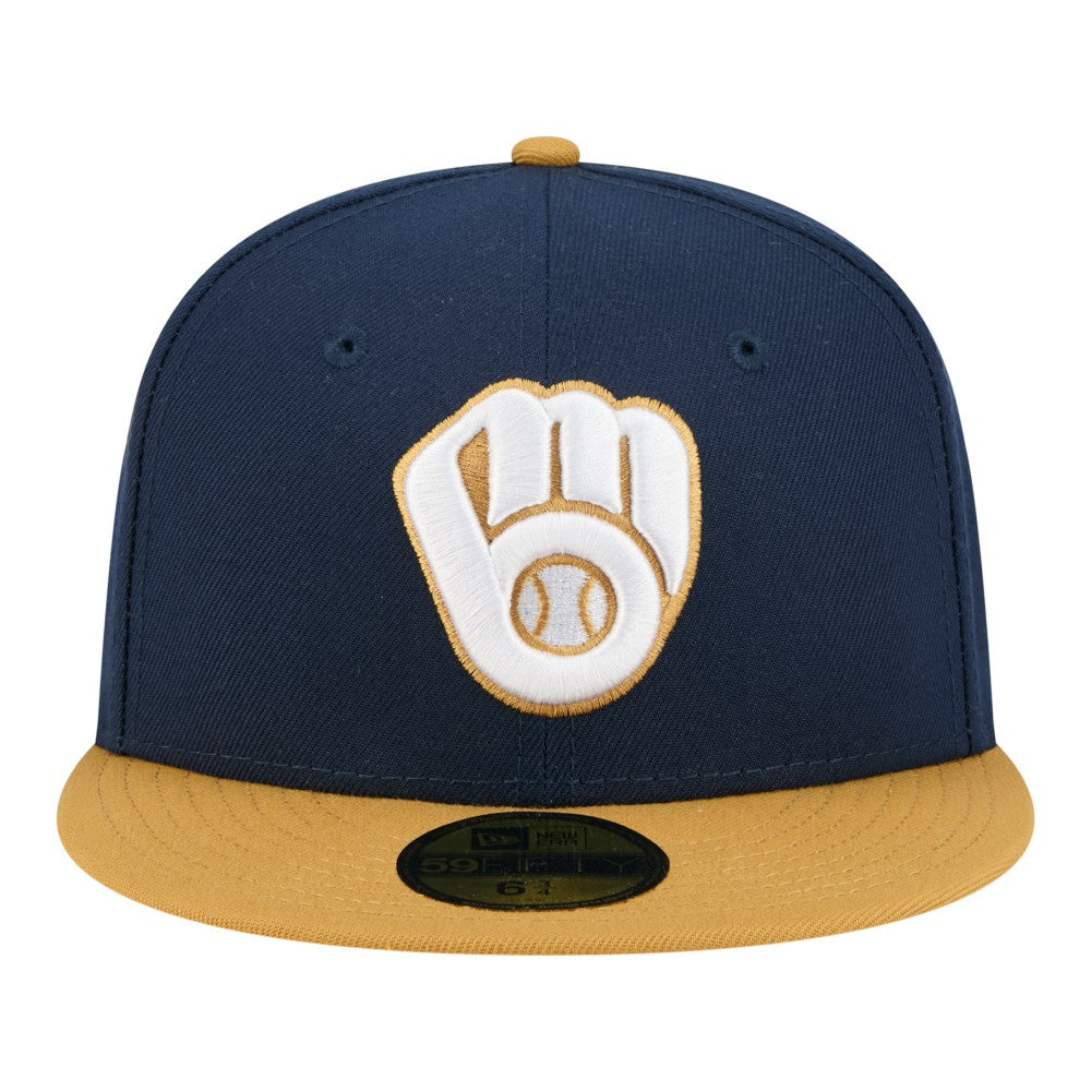 Milwaukee Brewers New Era Two-Tone Color Pack 59FIFTY Fitted Hat - Navy/Khaki - New Era Sale