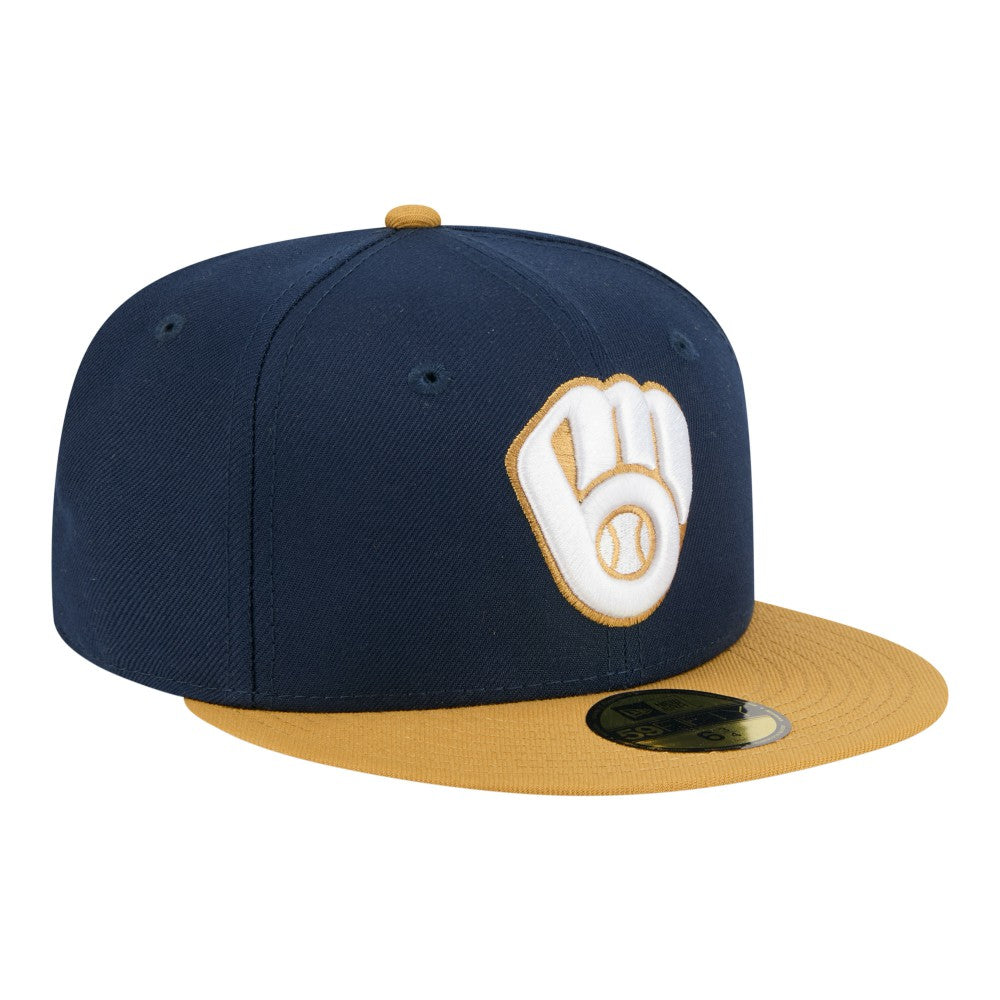 Milwaukee Brewers New Era Two-Tone Color Pack 59FIFTY Fitted Hat - Navy/Khaki - New Era Sale