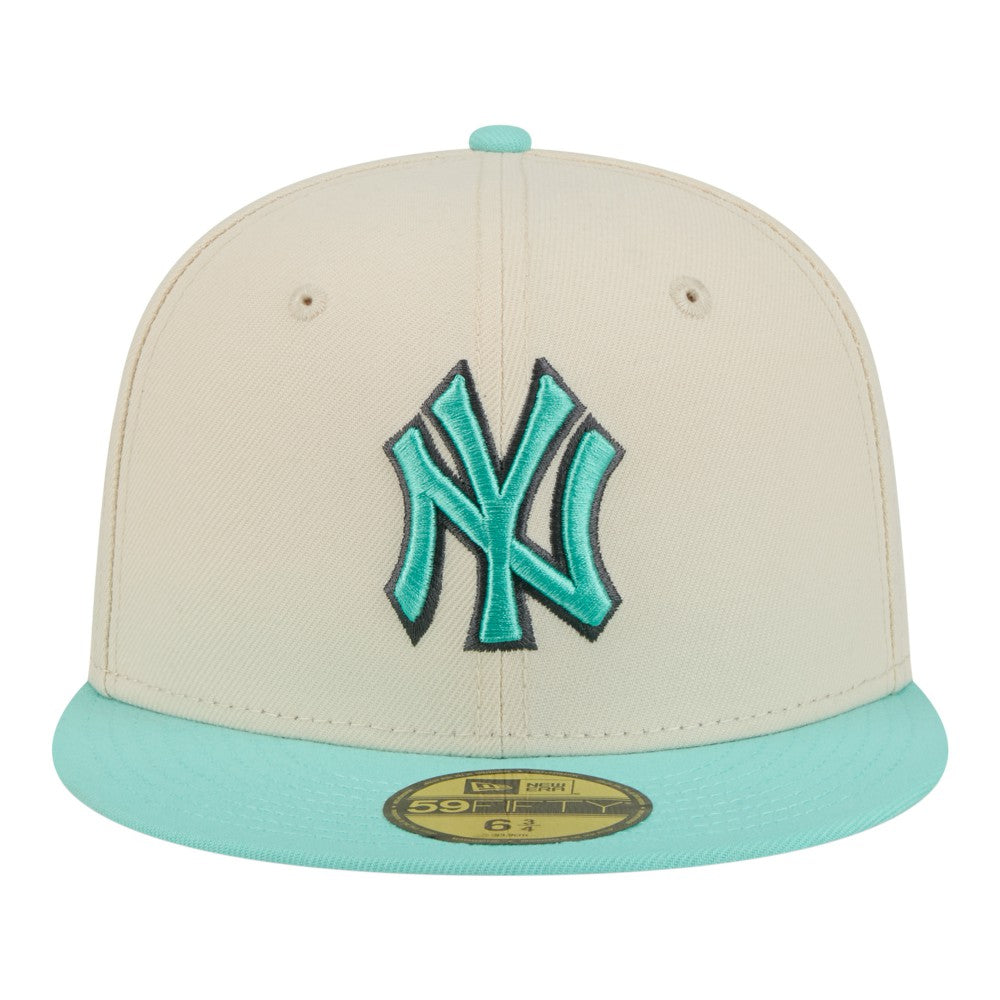 New York Yankees New Era Two-Tone Color Pack 59FIFTY Fitted Hat - Light Beige/Turquoise - New Era Online