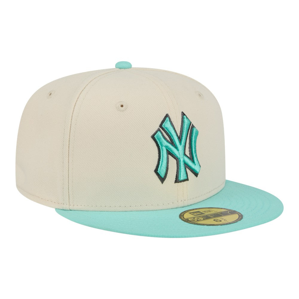 New York Yankees New Era Two-Tone Color Pack 59FIFTY Fitted Hat - Light Beige/Turquoise - New Era Online