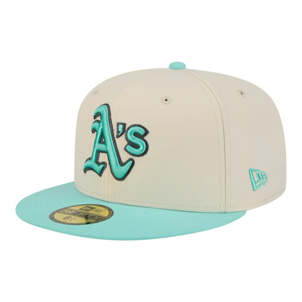 Athletics New Era Two-Tone Color Pack 59FIFTY Fitted Hat - Light Beige/Turquoise - New Era Online