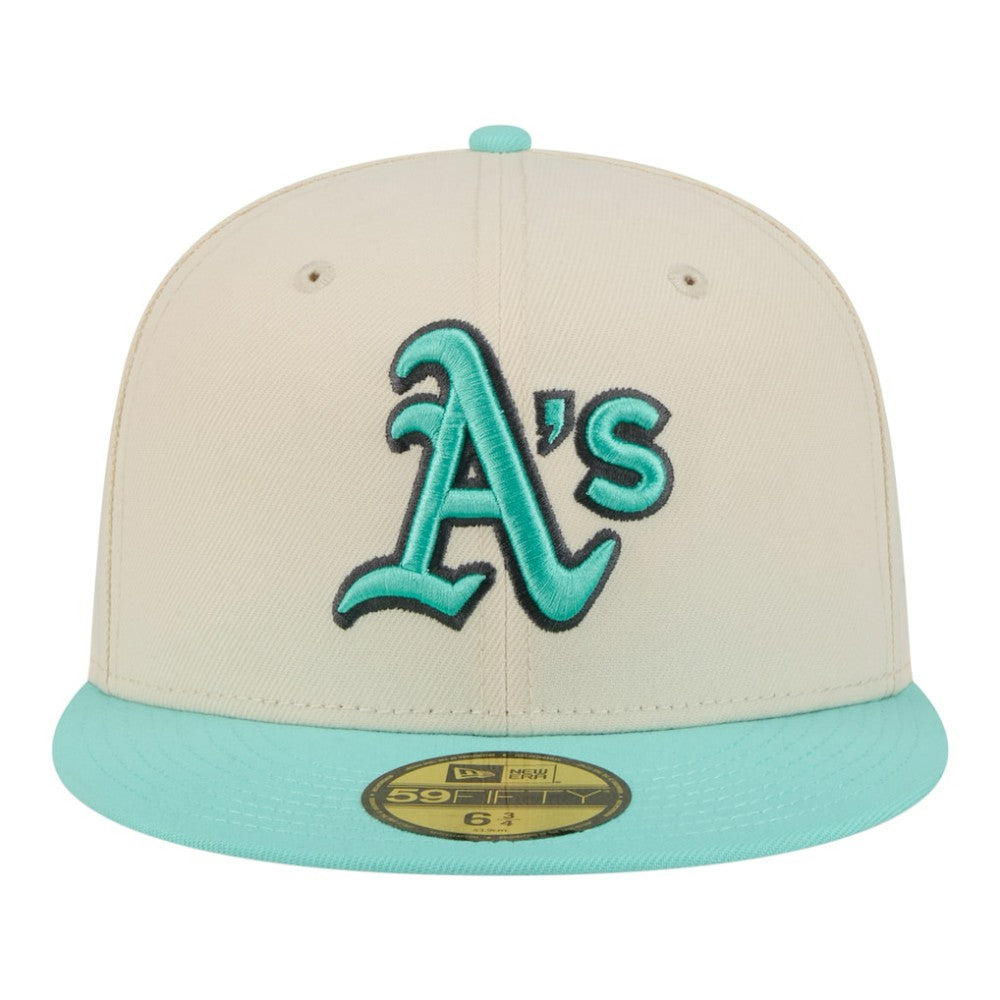 Athletics New Era Two-Tone Color Pack 59FIFTY Fitted Hat - Light Beige/Turquoise - New Era Online