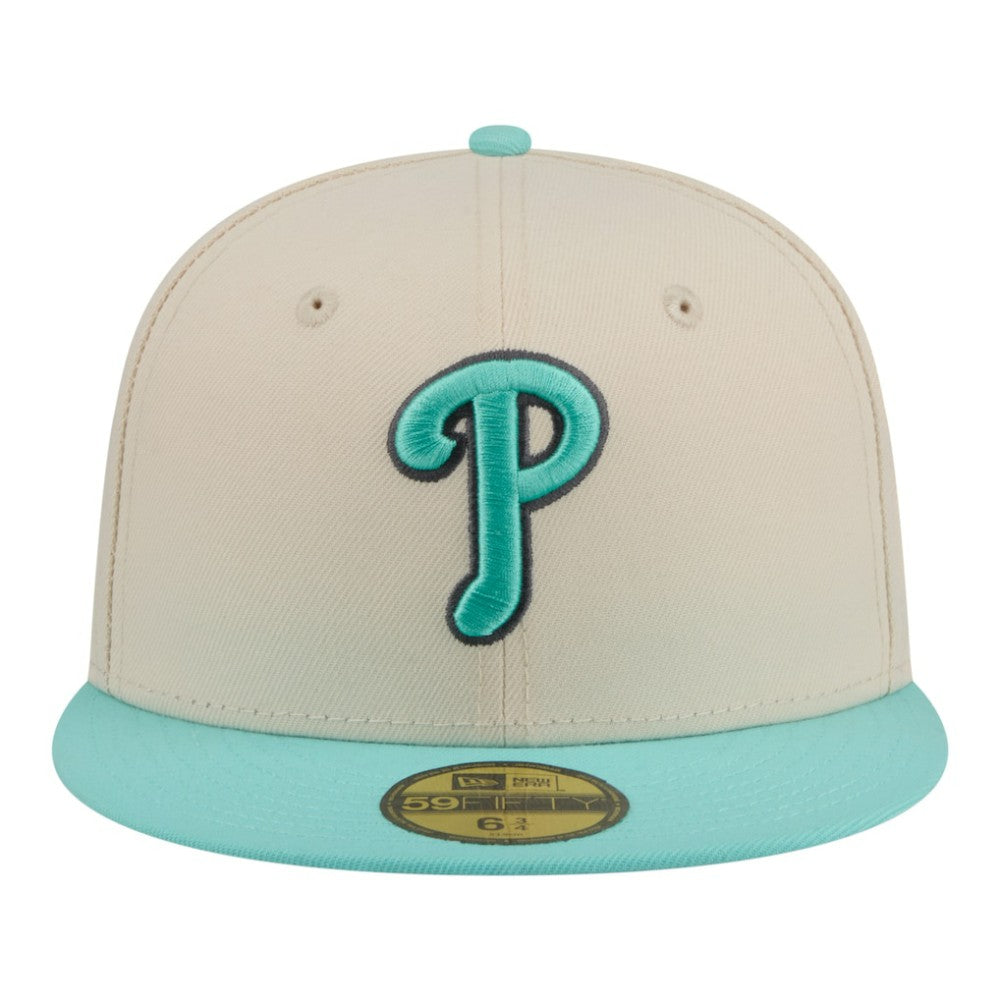 Philadelphia Phillies New Era Two-Tone Color Pack 59FIFTY Fitted Hat - Light Beige/Turquoise - New Era Lifestyle