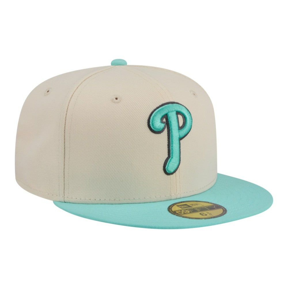 Philadelphia Phillies New Era Two-Tone Color Pack 59FIFTY Fitted Hat - Light Beige/Turquoise - New Era Lifestyle