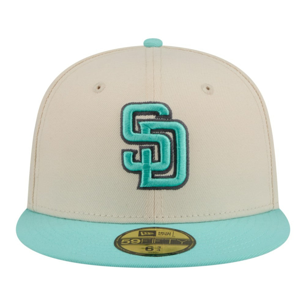 San Diego Padres New Era Two-Tone Color Pack 59FIFTY Fitted Hat - Light Beige/Turquoise - New Era Discount