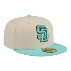 San Diego Padres New Era Two-Tone Color Pack 59FIFTY Fitted Hat - Light Beige/Turquoise - New Era Discount