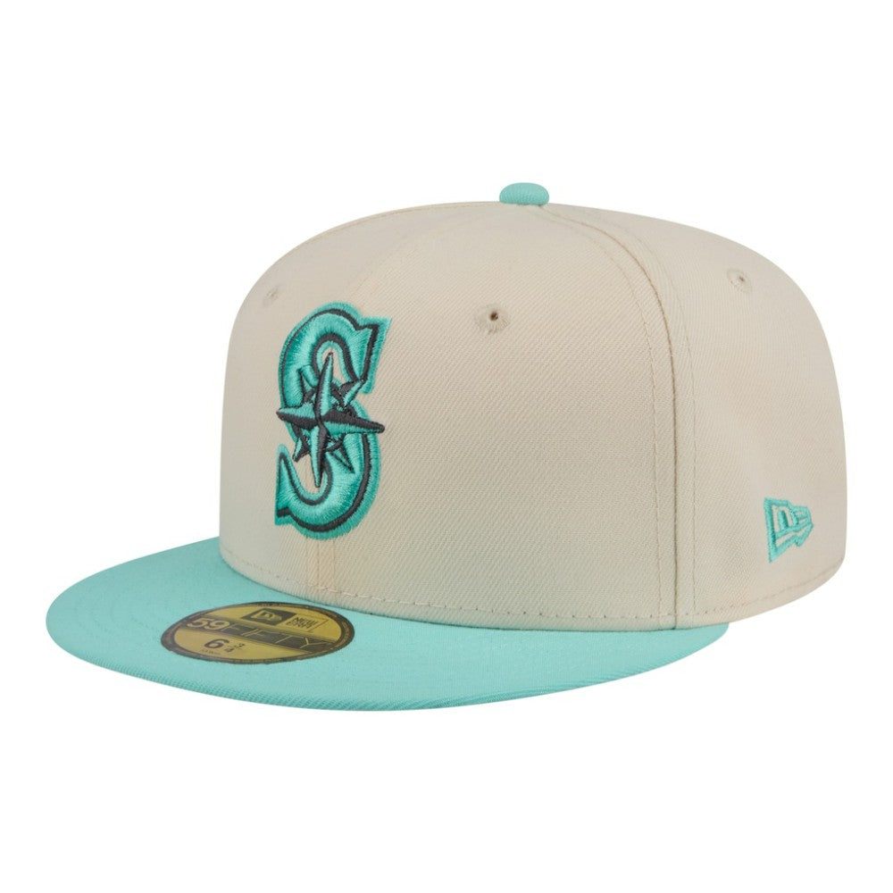 Seattle Mariners New Era Two-Tone Color Pack 59FIFTY Fitted Hat - Light Beige/Turquoise - New Era Discount