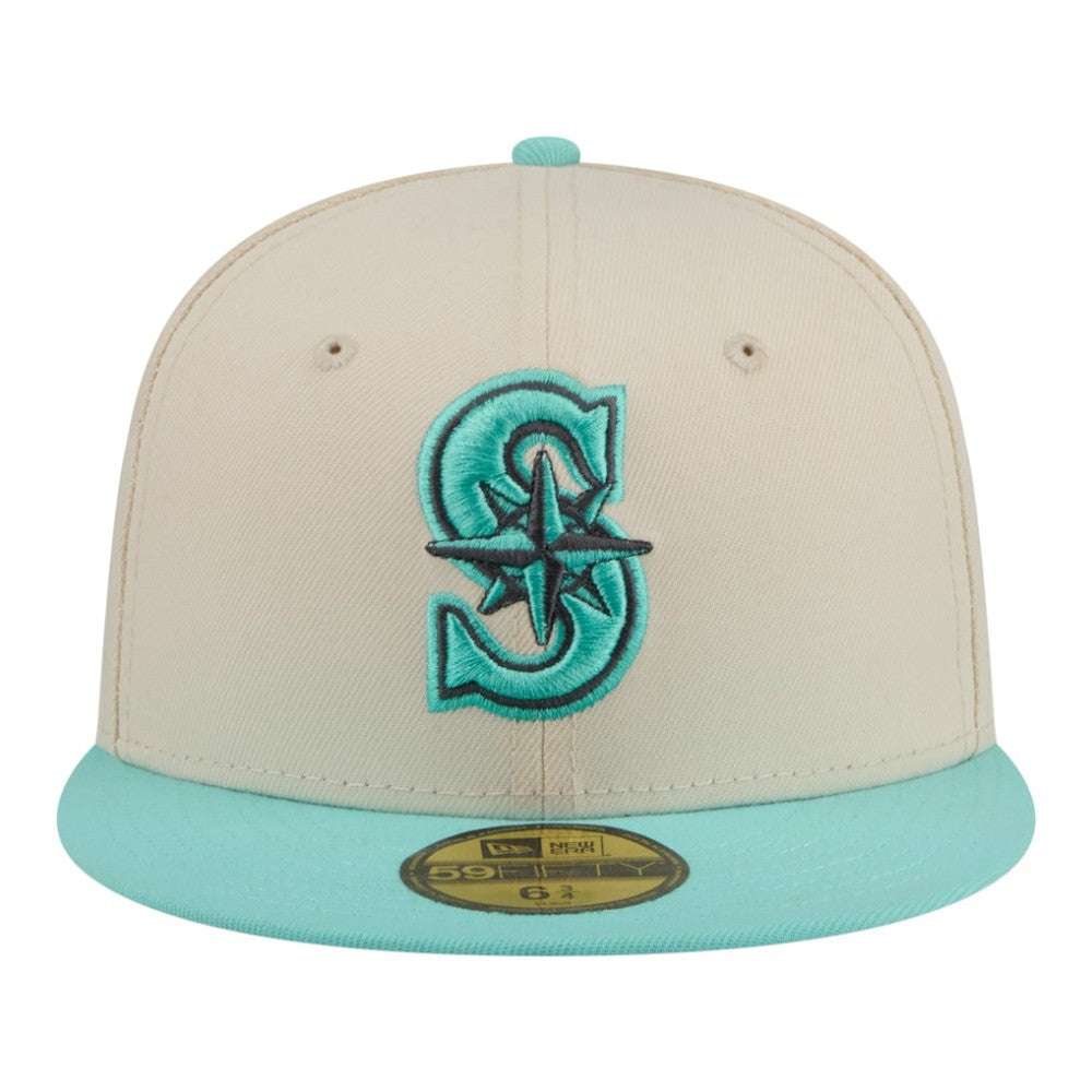 Seattle Mariners New Era Two-Tone Color Pack 59FIFTY Fitted Hat - Light Beige/Turquoise - New Era Discount