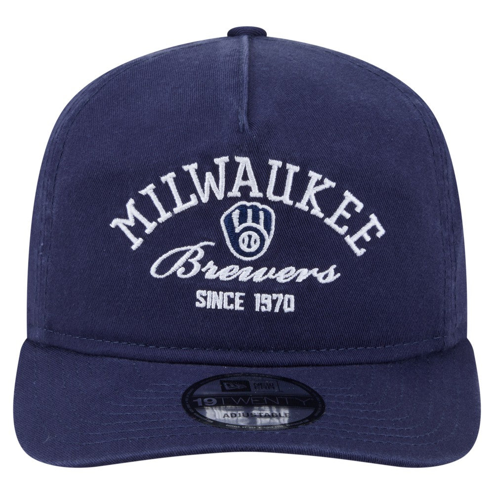 Milwaukee Brewers New Era Stacked 19TWENTY Adjustable Hat - Navy - New Era Lifestyle