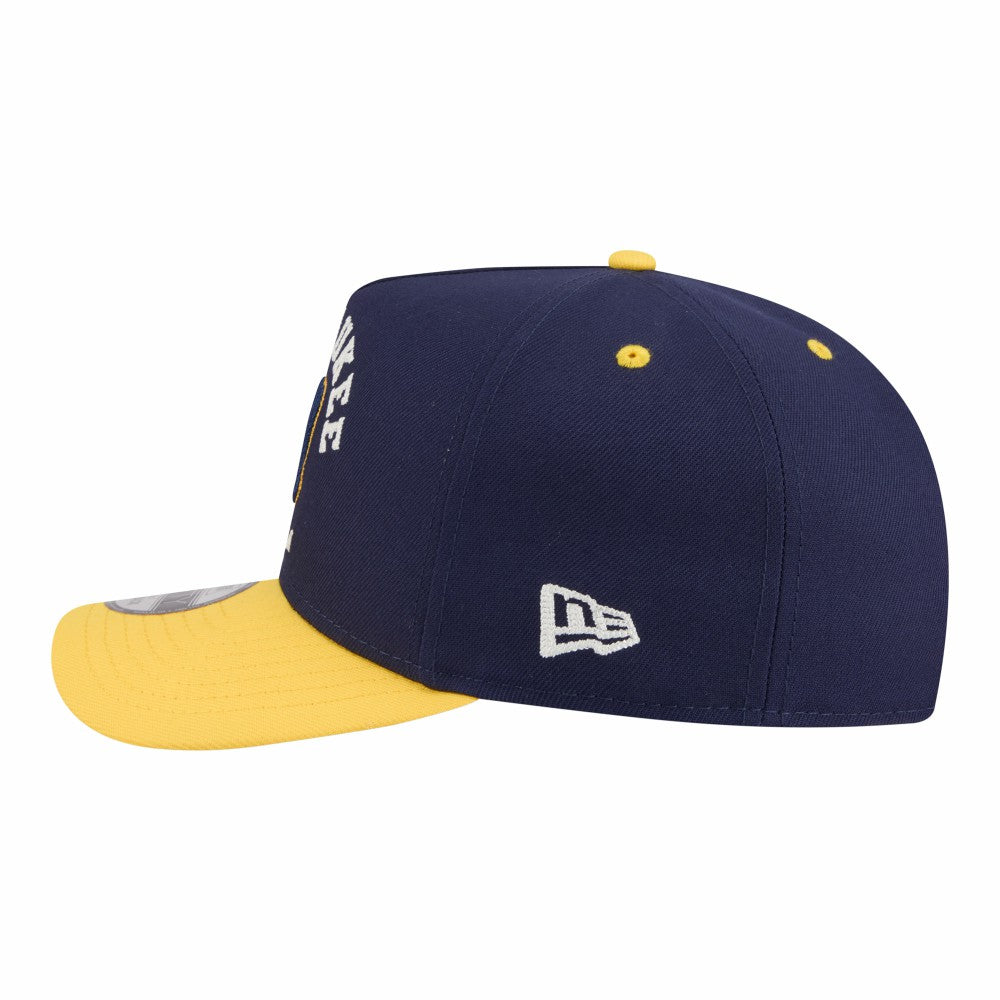 Milwaukee Brewers New Era Arched A-Frame 9FIFTY Adjustable Hat - Navy/Gold - New Era Online