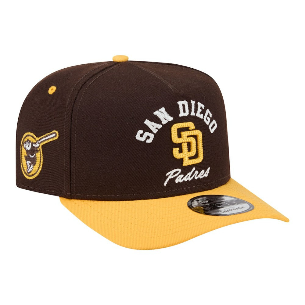 San Diego Padres New Era Arched A-Frame 9FIFTY Adjustable Hat - Brown/Gold - New Era on Sale