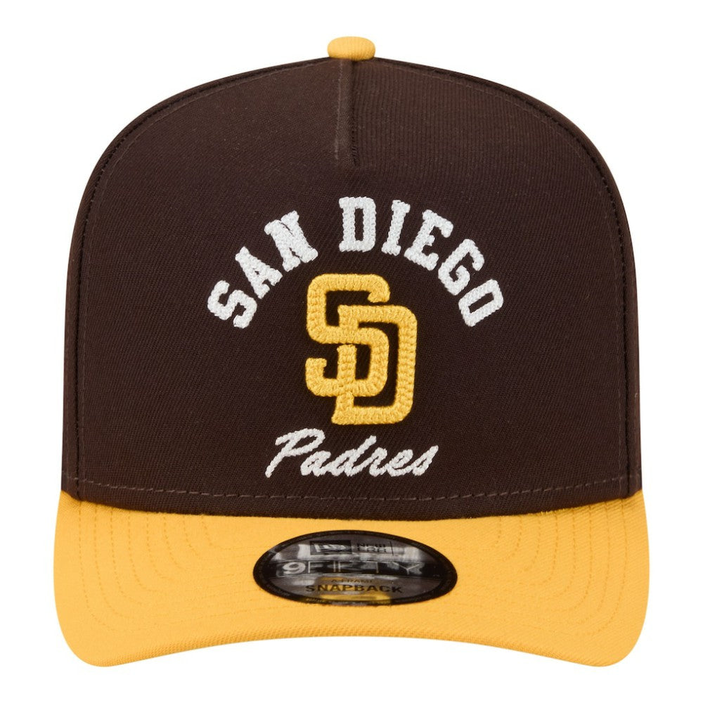 San Diego Padres New Era Arched A-Frame 9FIFTY Adjustable Hat - Brown/Gold - New Era on Sale