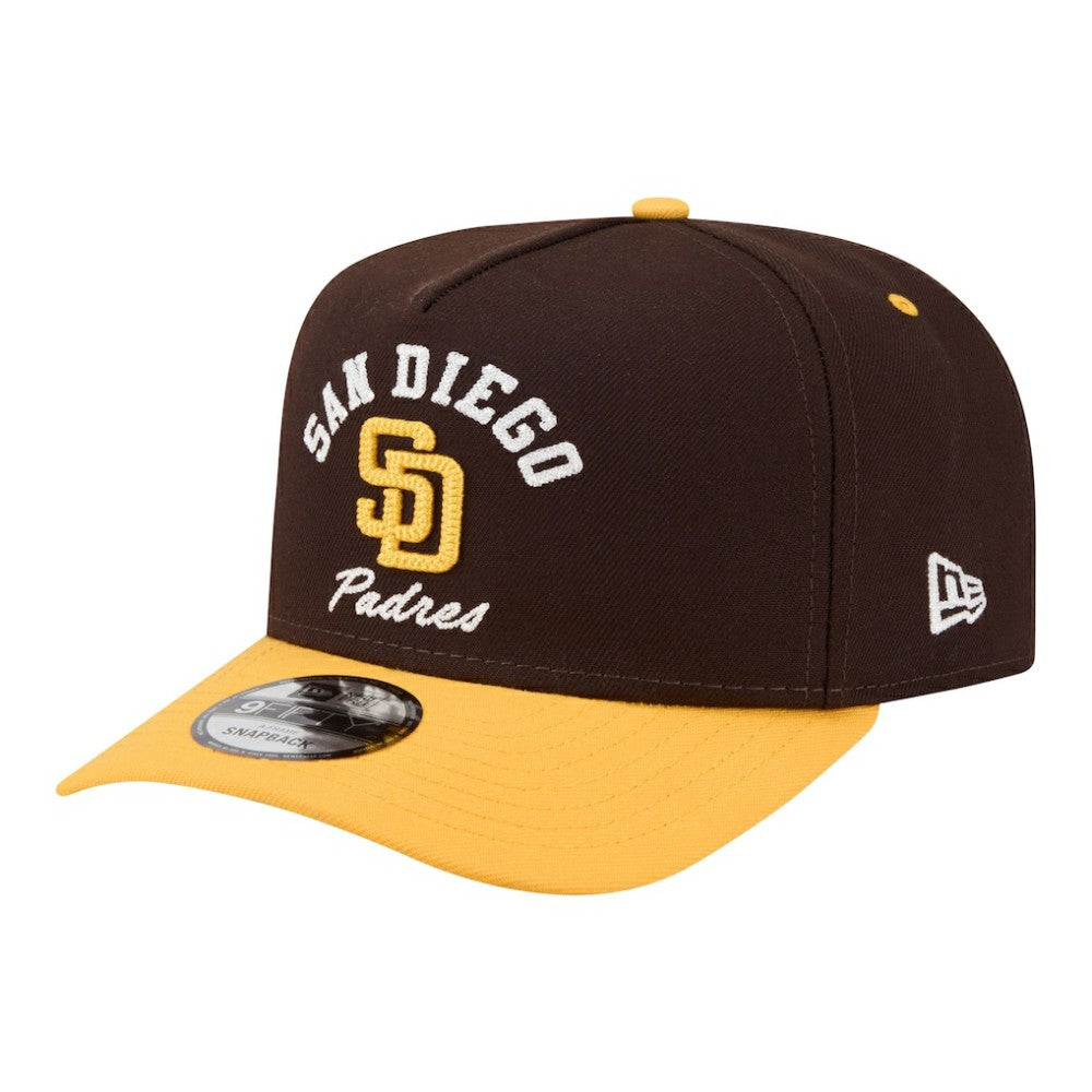 San Diego Padres New Era Arched A-Frame 9FIFTY Adjustable Hat - Brown/Gold - New Era on Sale