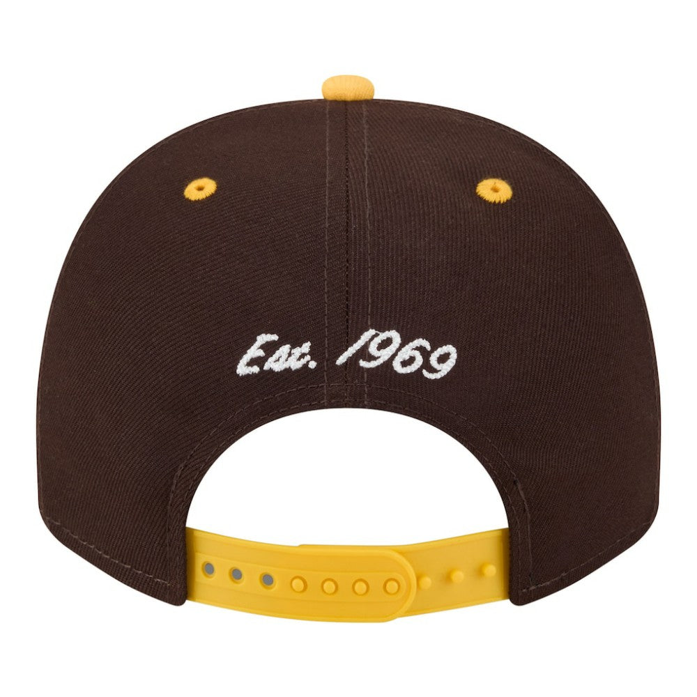 San Diego Padres New Era Arched A-Frame 9FIFTY Adjustable Hat - Brown/Gold - New Era on Sale