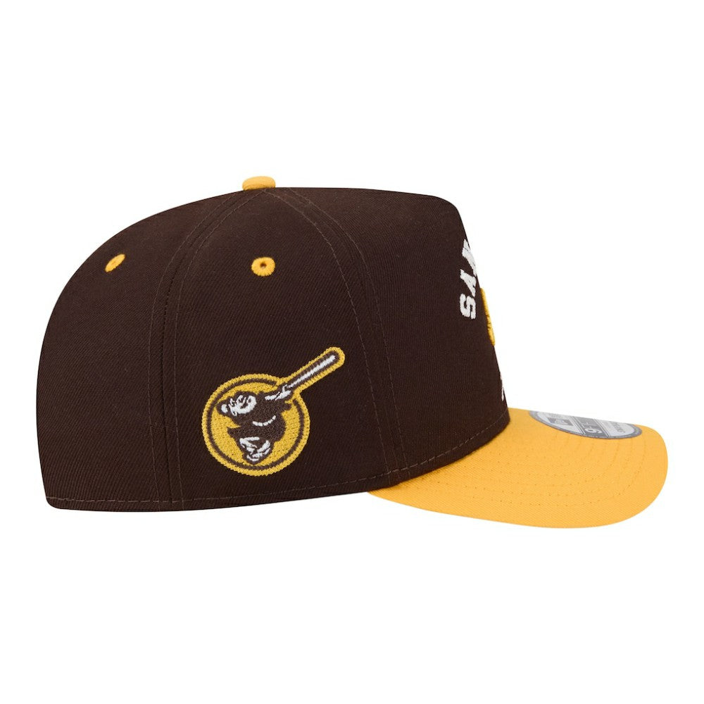 San Diego Padres New Era Arched A-Frame 9FIFTY Adjustable Hat - Brown/Gold - New Era on Sale