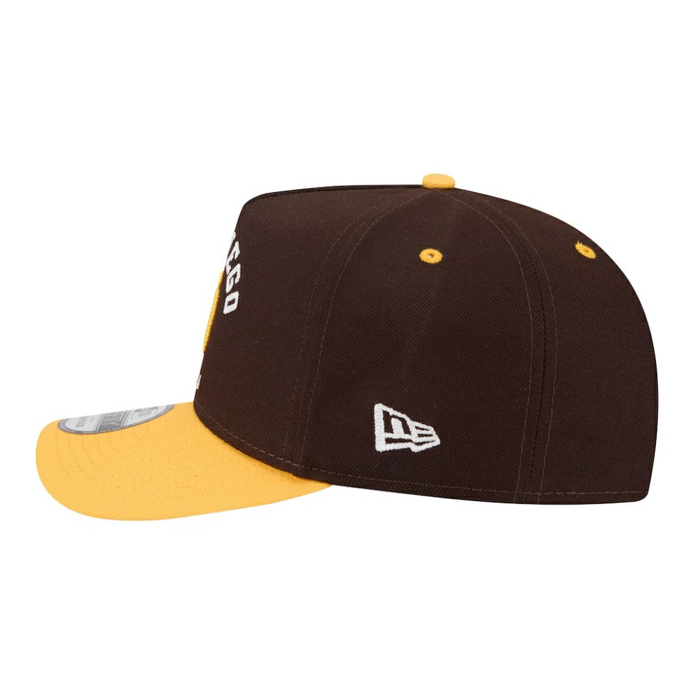 San Diego Padres New Era Arched A-Frame 9FIFTY Adjustable Hat - Brown/Gold - New Era on Sale
