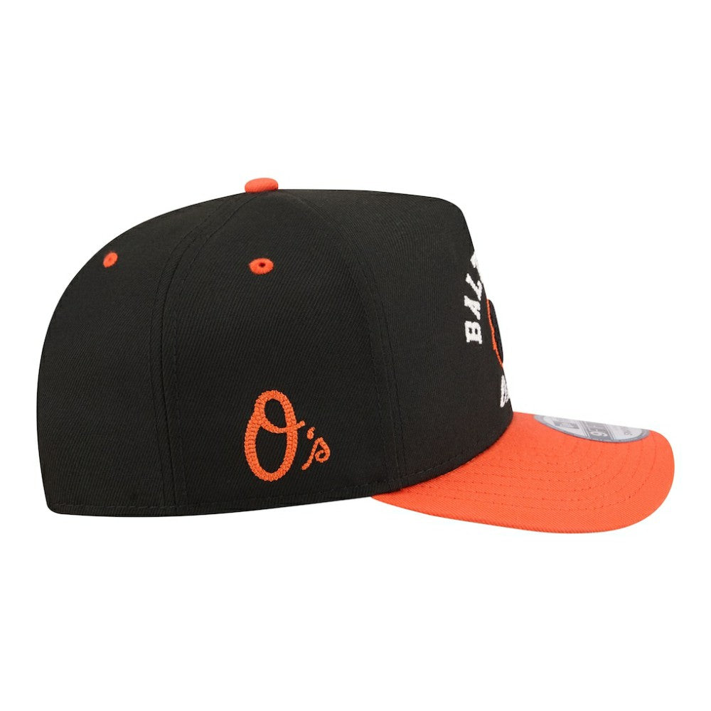 Baltimore Orioles New Era Arched A-Frame 9FIFTY Adjustable Hat - Black/Orange - New Era Lifestyle