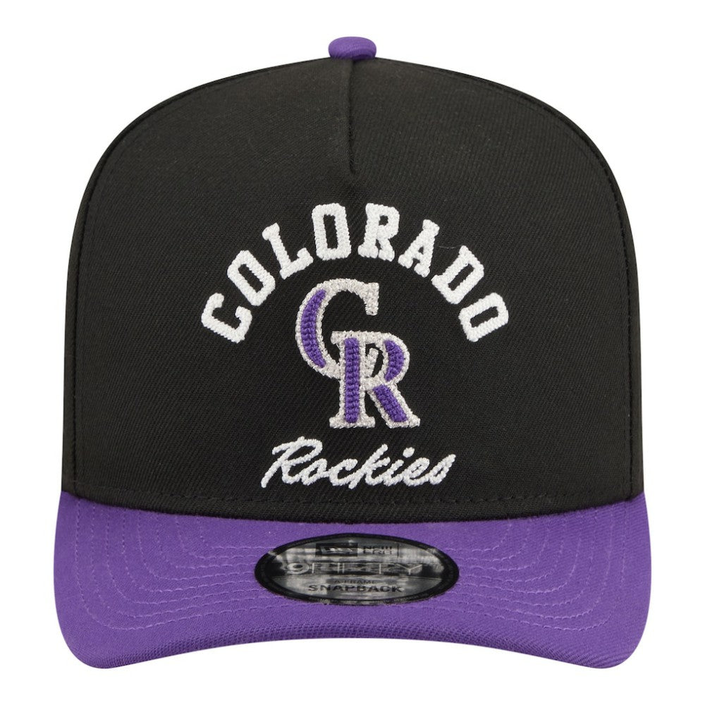 Colorado Rockies New Era Arched A-Frame 9FIFTY Adjustable Hat - Black/Purple - New Era on Sale